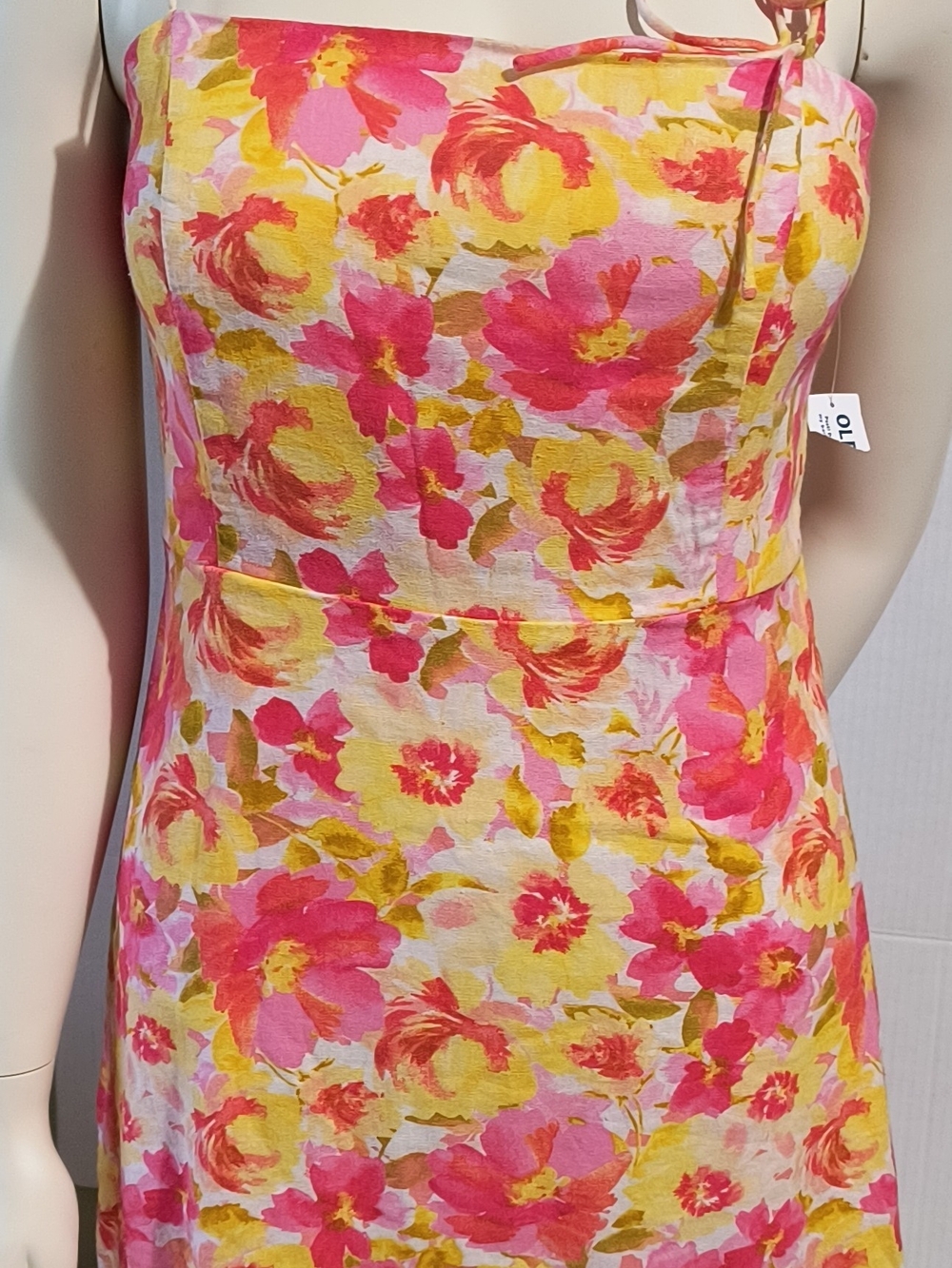 Old Navy Strapless Floral Dress in Pink, Yellow & White